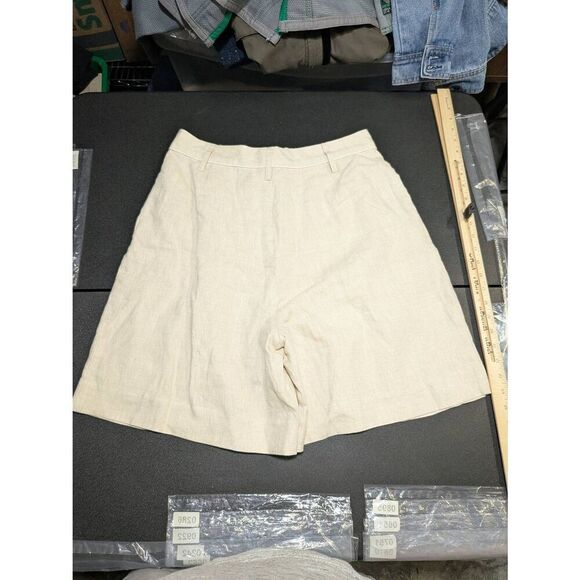 NWT Staud Elisa Linen Short Natural Women's 10 - Picture 2 of 5